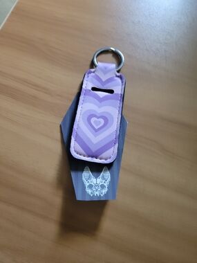 💀NEW💀Hand Crafted Purple Heart Pattern Key & Chapstick Holder